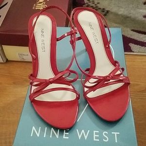 Medium red leather heels